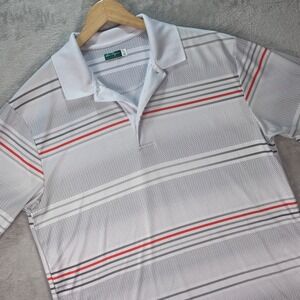 Ben Hogan Performance Men's Golf Polo Shirt Striped Athletic Gray Red‎ L